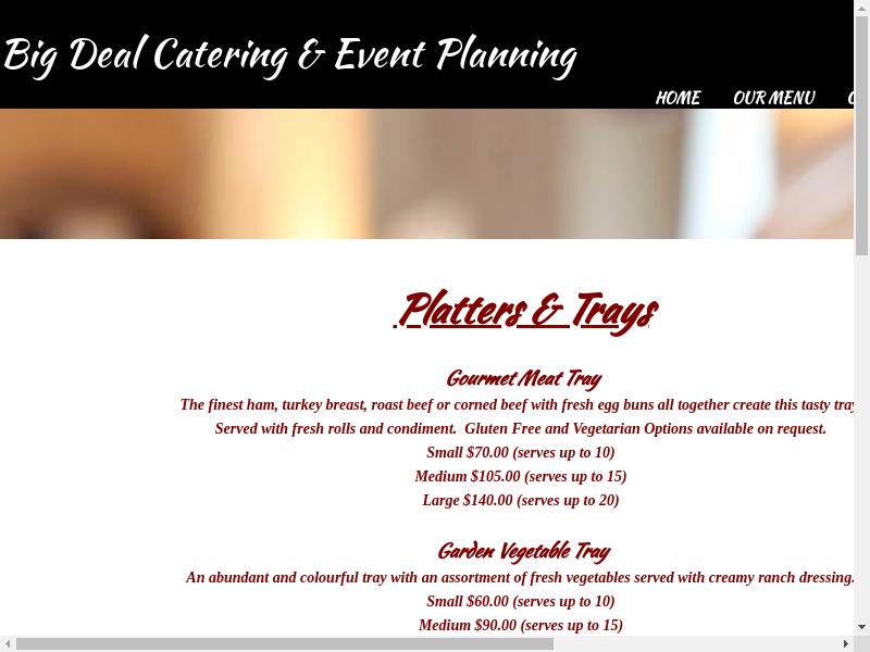 Big Deal Catering Menu