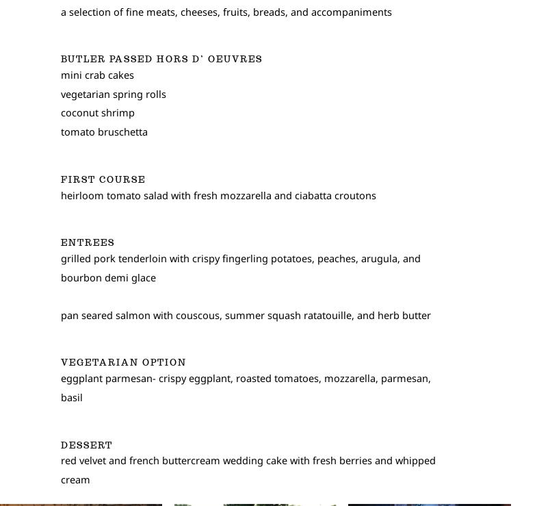 Huckleberry's Catering Menu