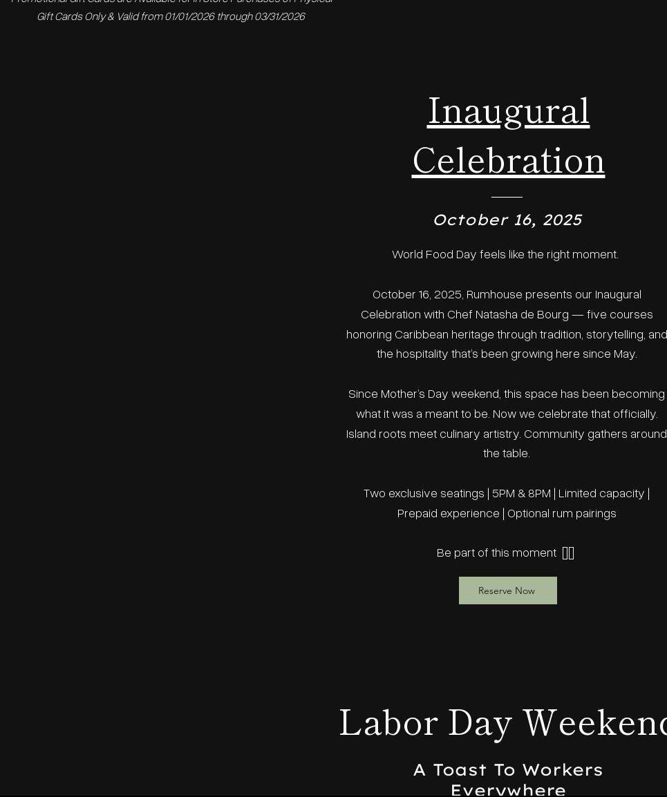 Rumhouse Annapolis Menu