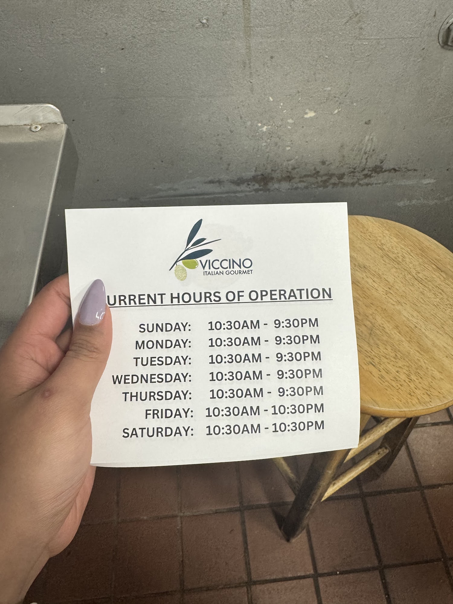 Viccino's Italian Gourmet Menu