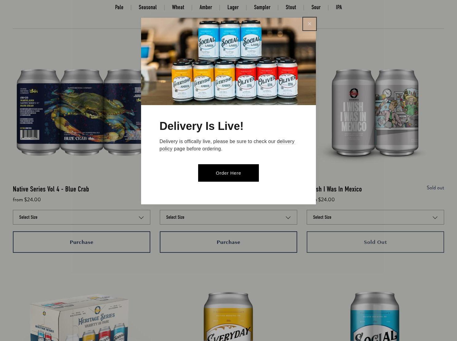 Oliver Brewing Company Menu