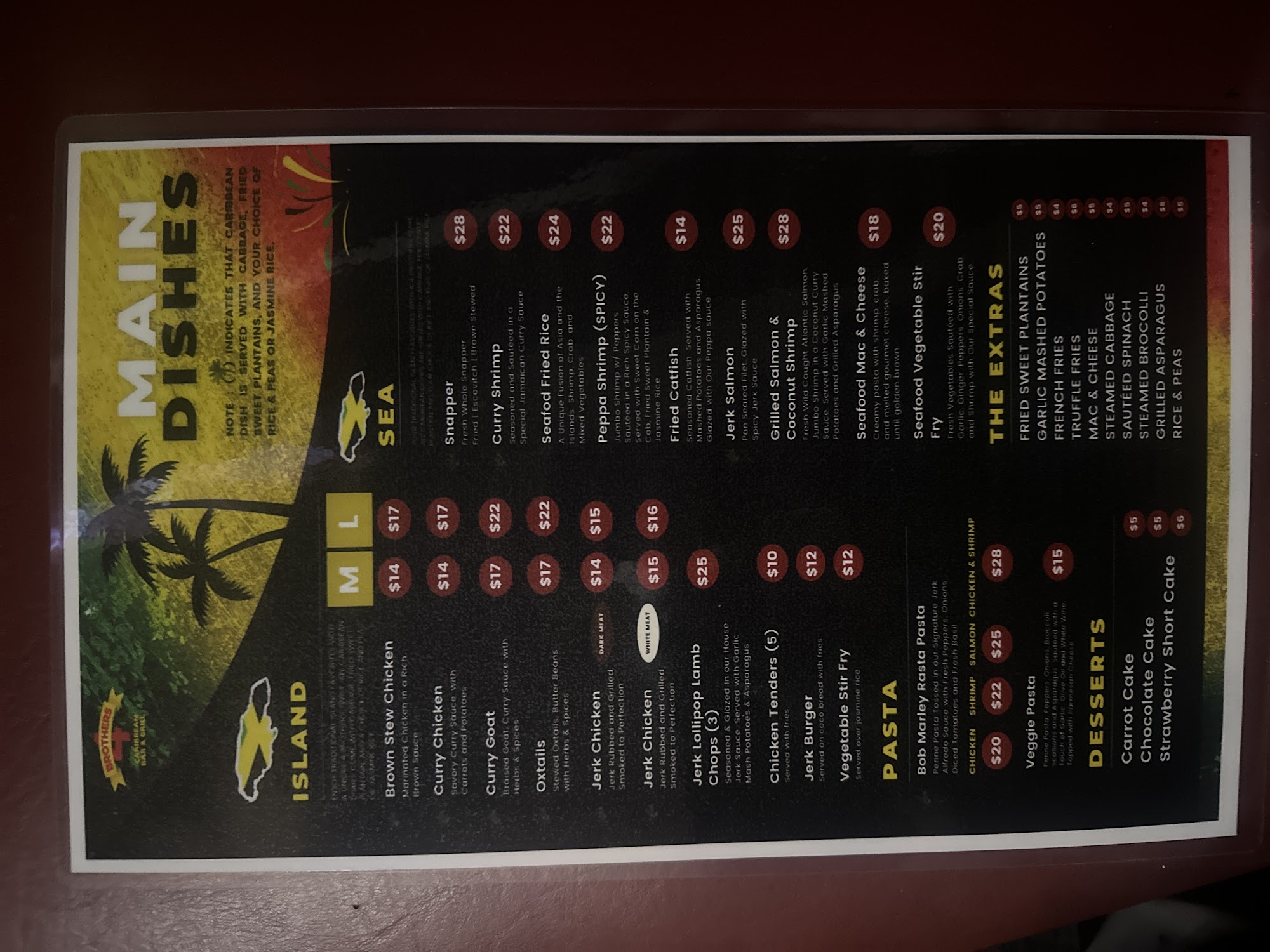 4 brothers bar & grill Menu