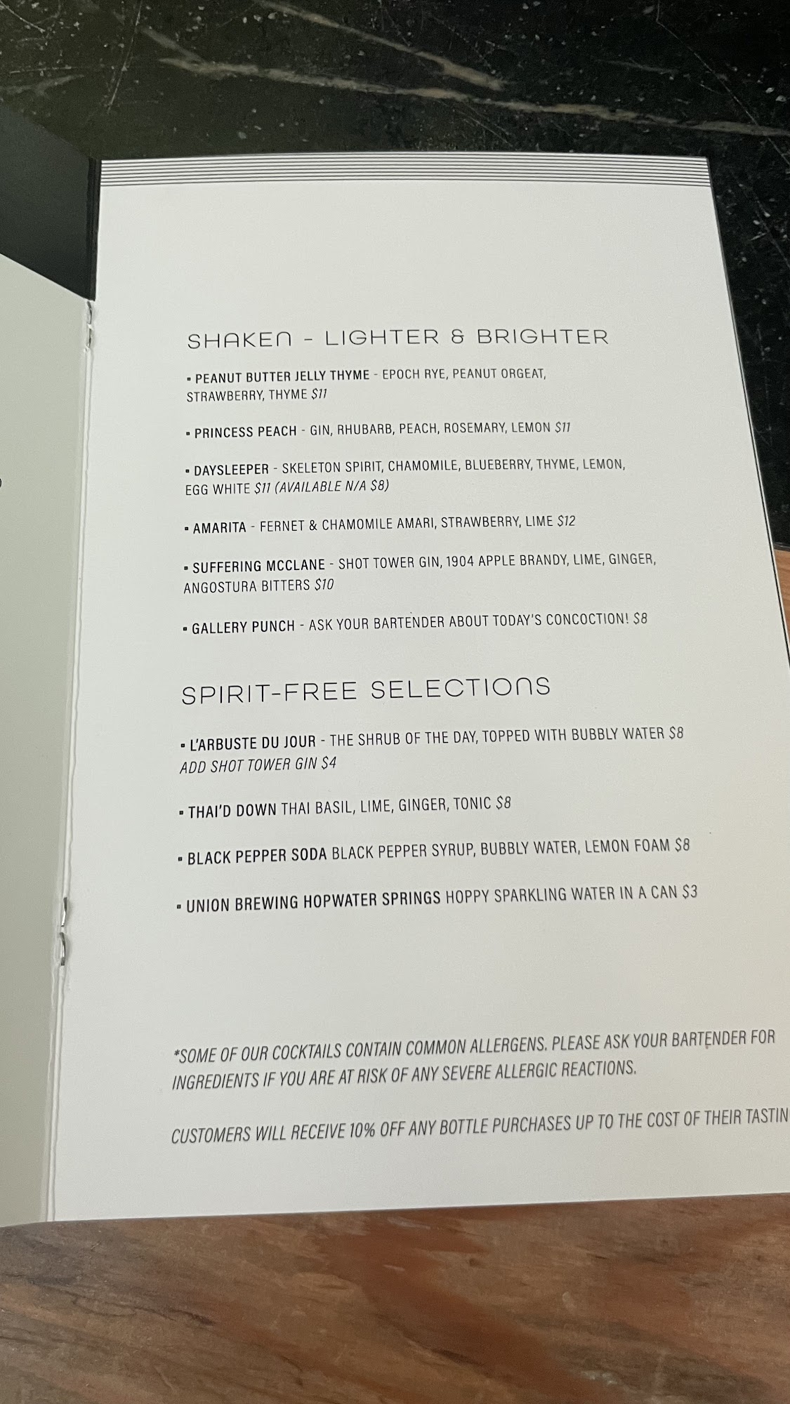 BSC Cocktail Gallery Menu