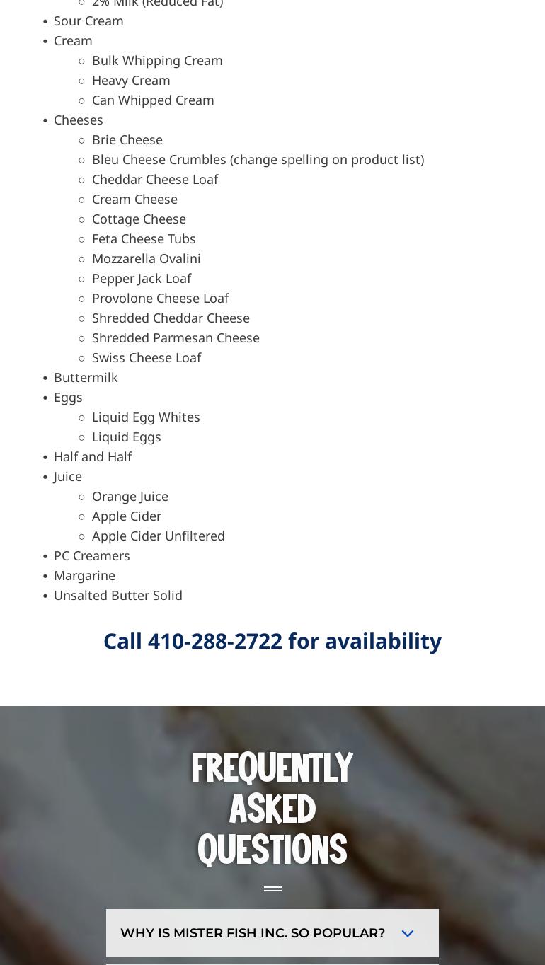 Mister Fish Inc Menu