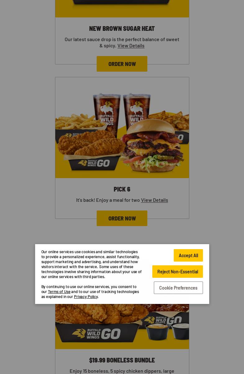Buffalo Wild Wings 'GO' Menu