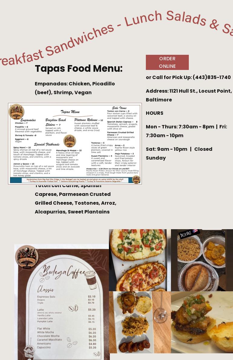 Bodega and Vino Menu