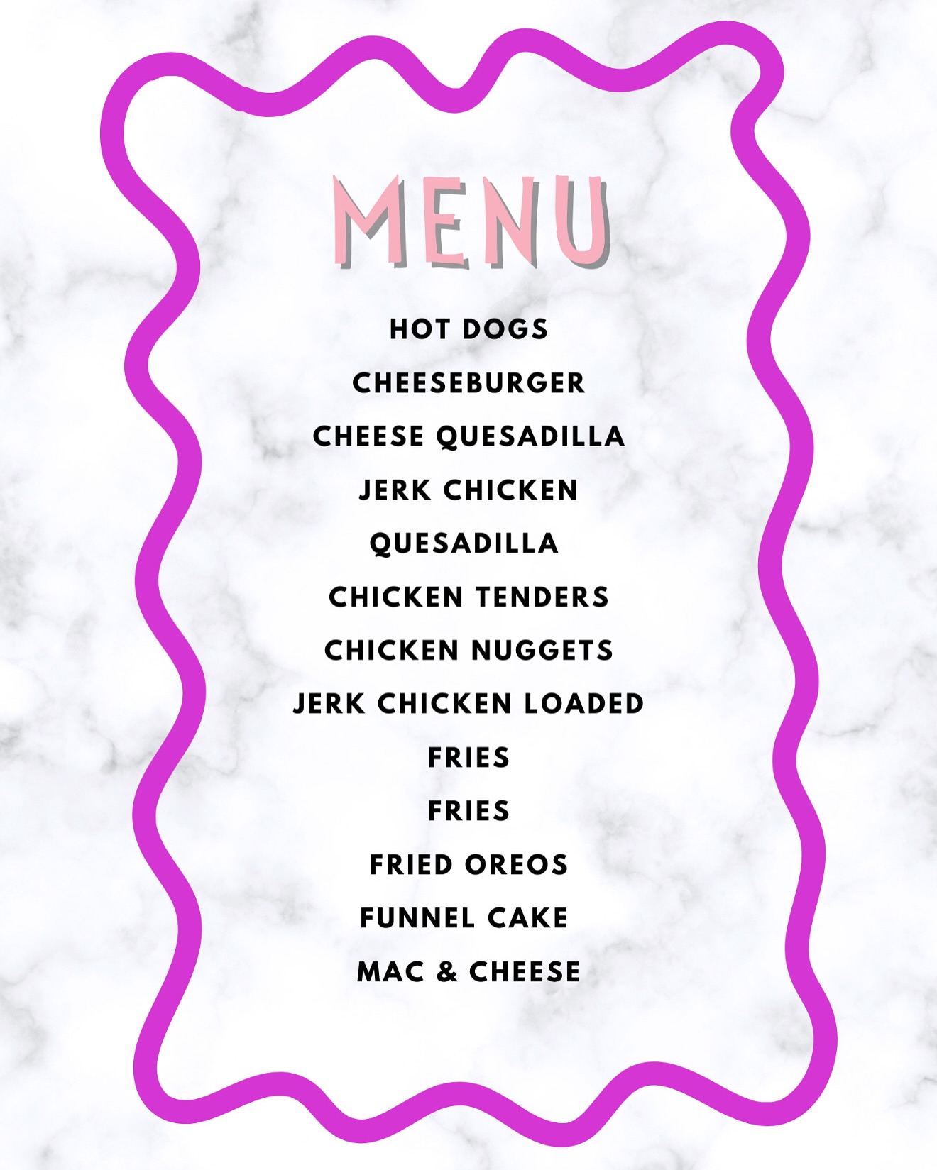 Flair Cuisine LLC Menu