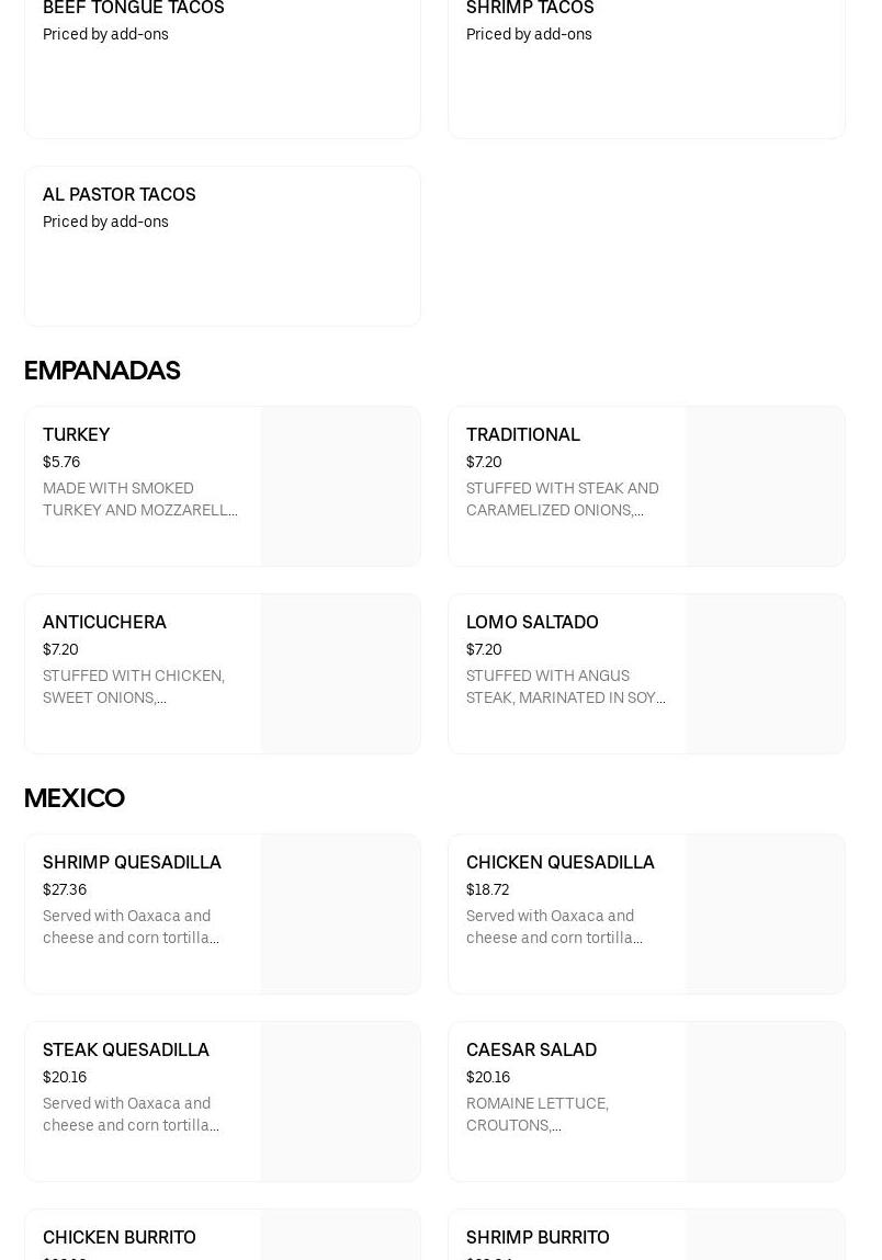 Inca mex_fusion Menu