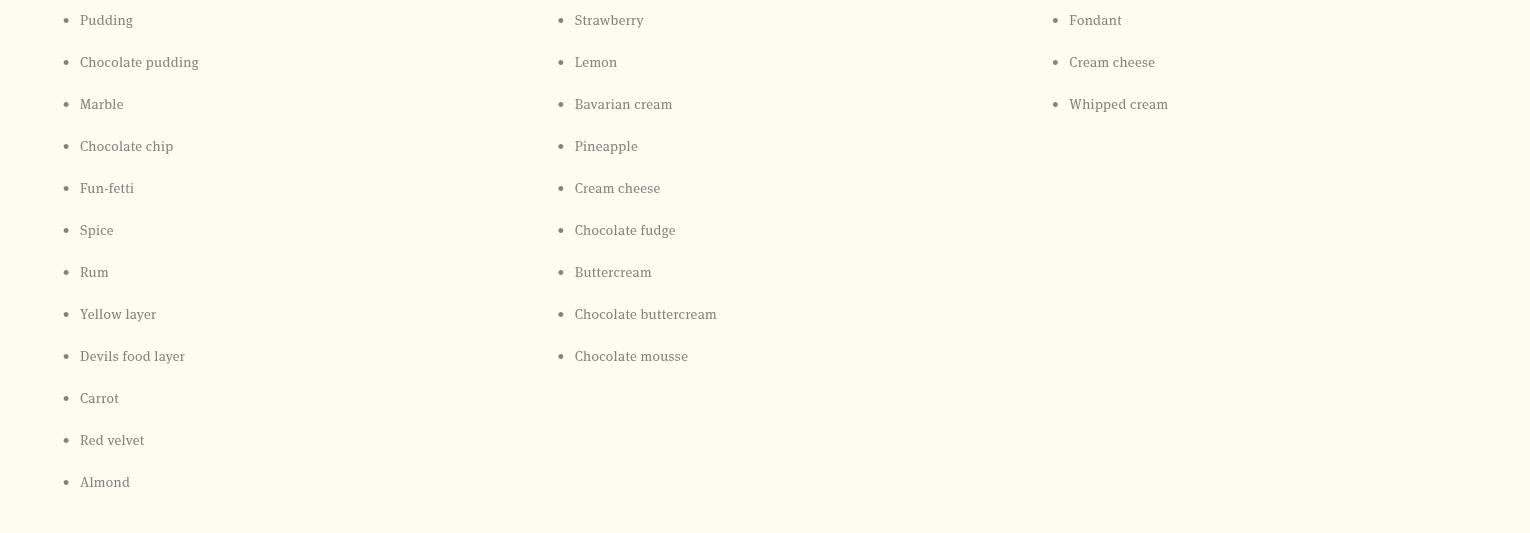 Woodlea Bakery of Bel Air Menu