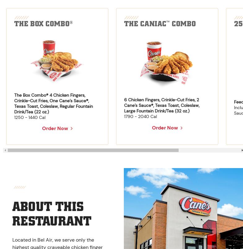 Raising Cane's Chicken Fingers Menu
