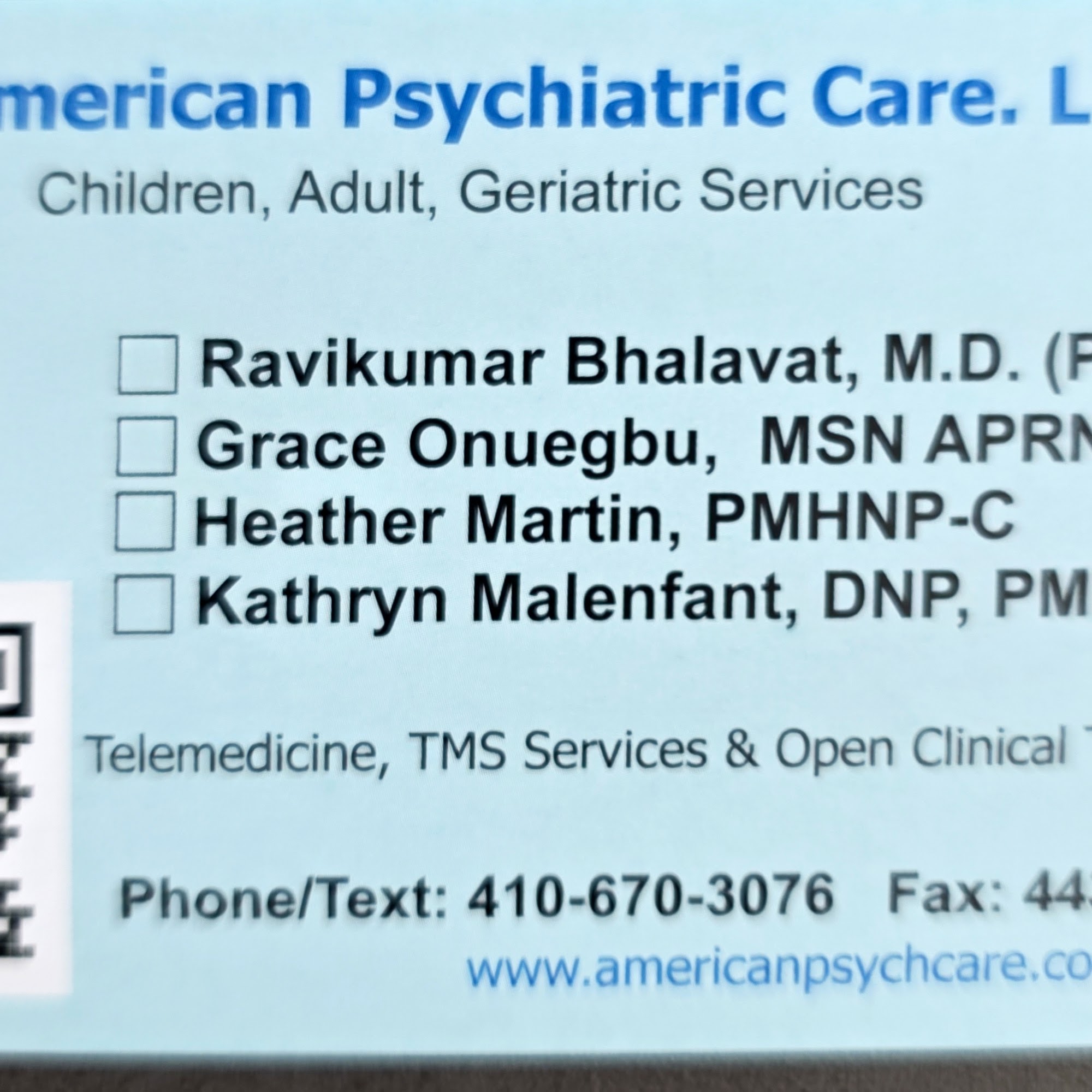 American Psychiatric Care,L.L.C 2014 S Tollgate Rd #208, Bel Air Maryland 21015