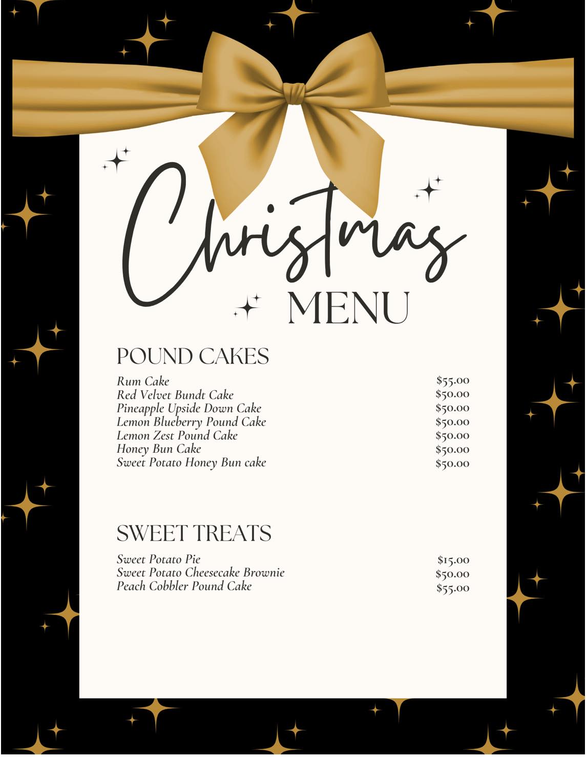 ladybsweets Menu
