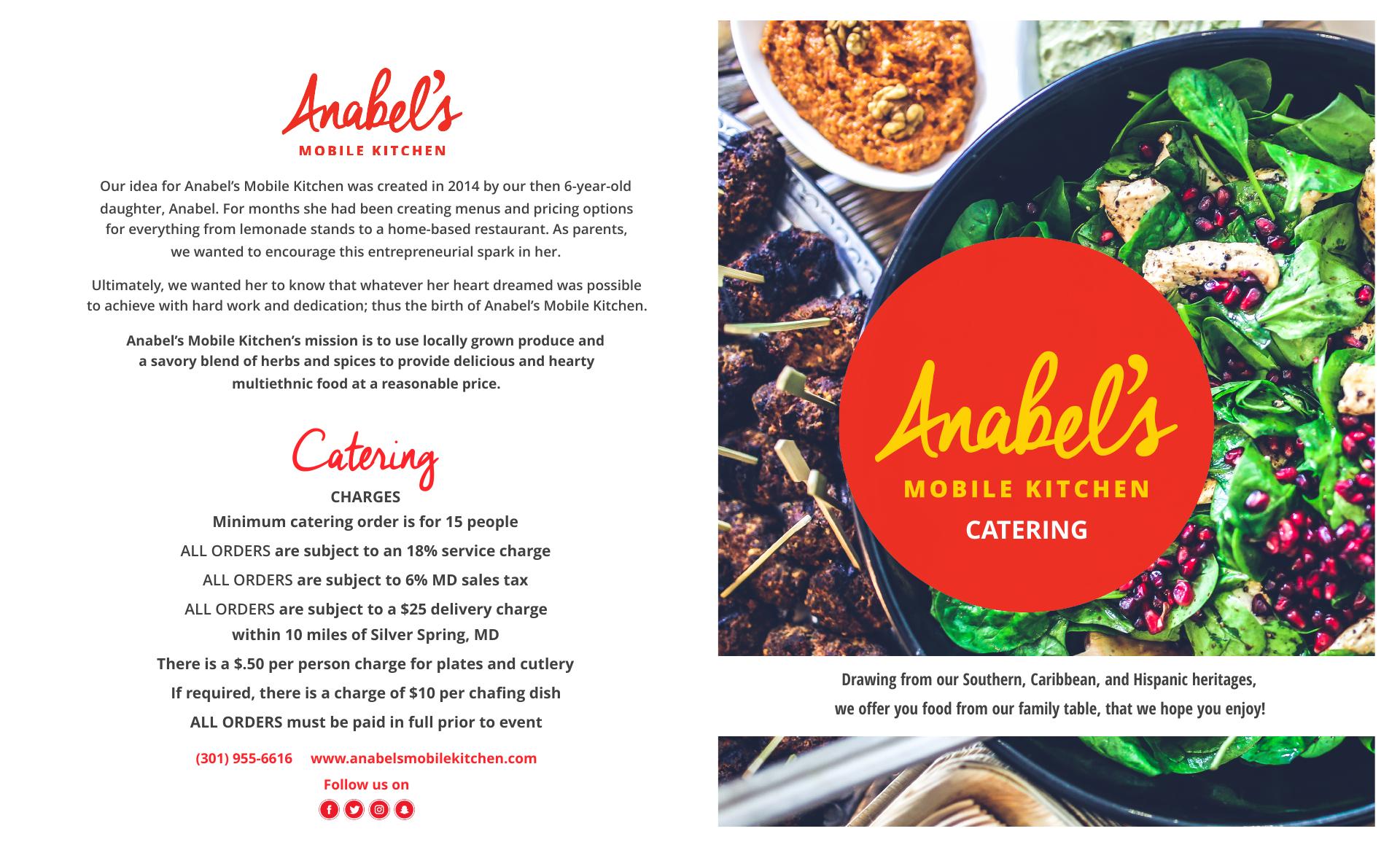 Anabel's Mobile Kitchen Menu