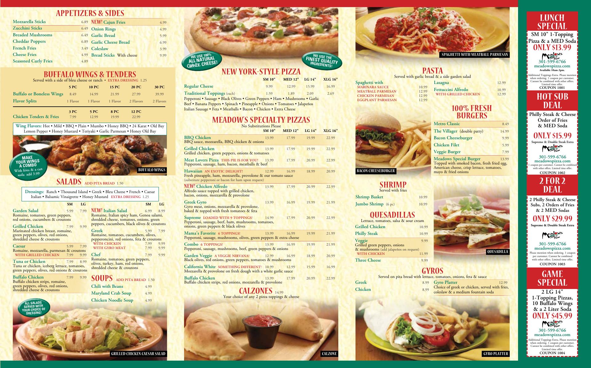 Meadow's Subs & Pizza - Brandywine Menu
