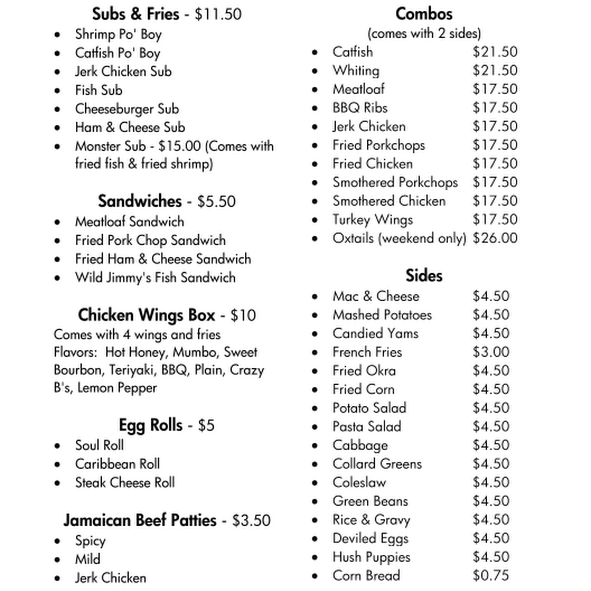 B.Anderson's Menu