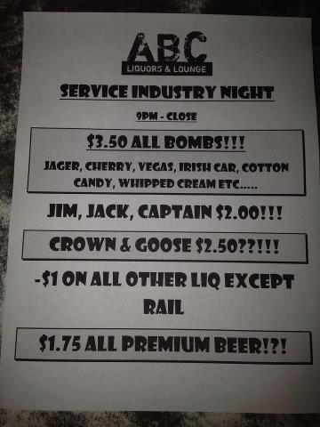 ABC Liquor Store Menu