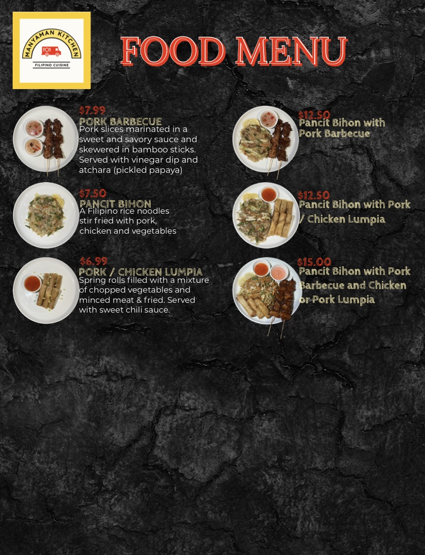 Manyaman Kitchen Menu