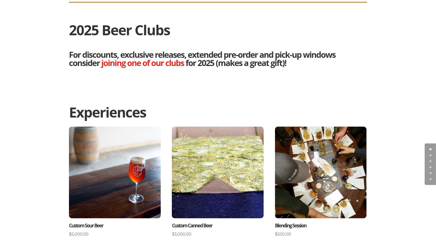 Sapwood Cellars Brewery Menu