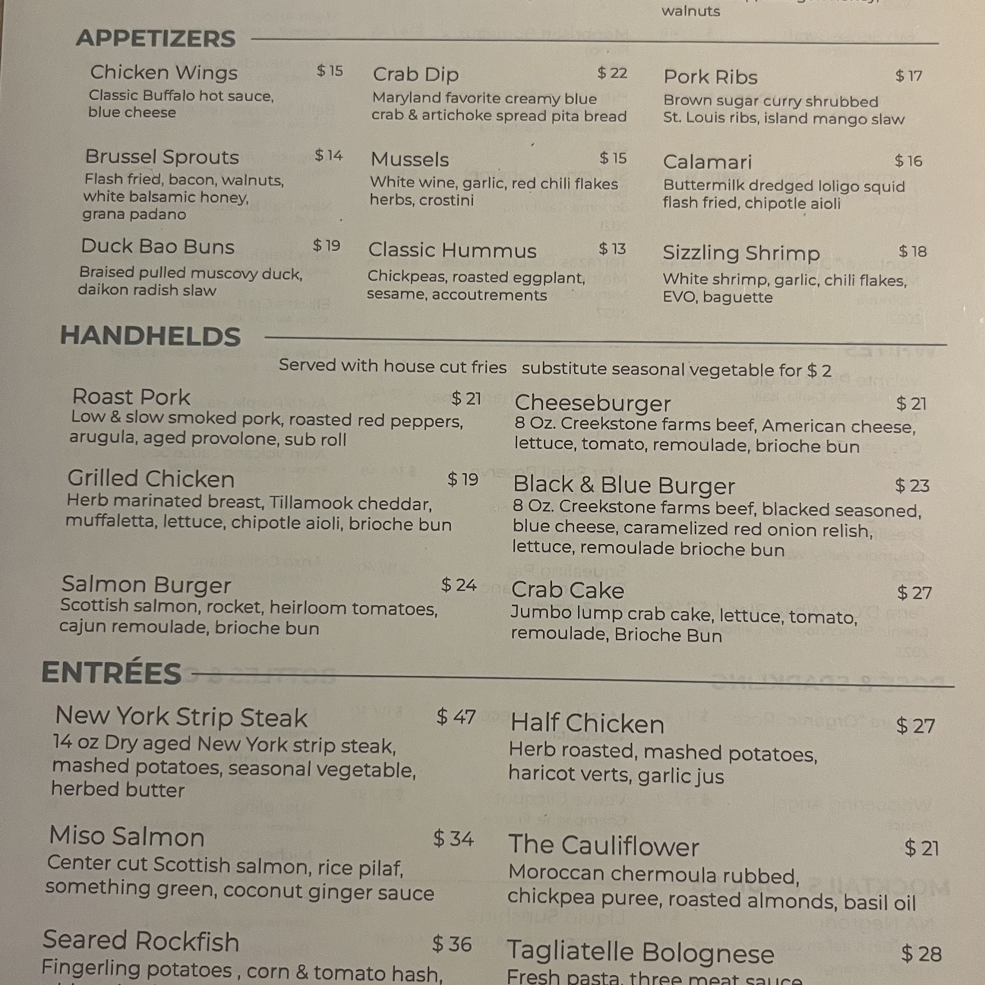 Elliott's Craft Kitchen Menu