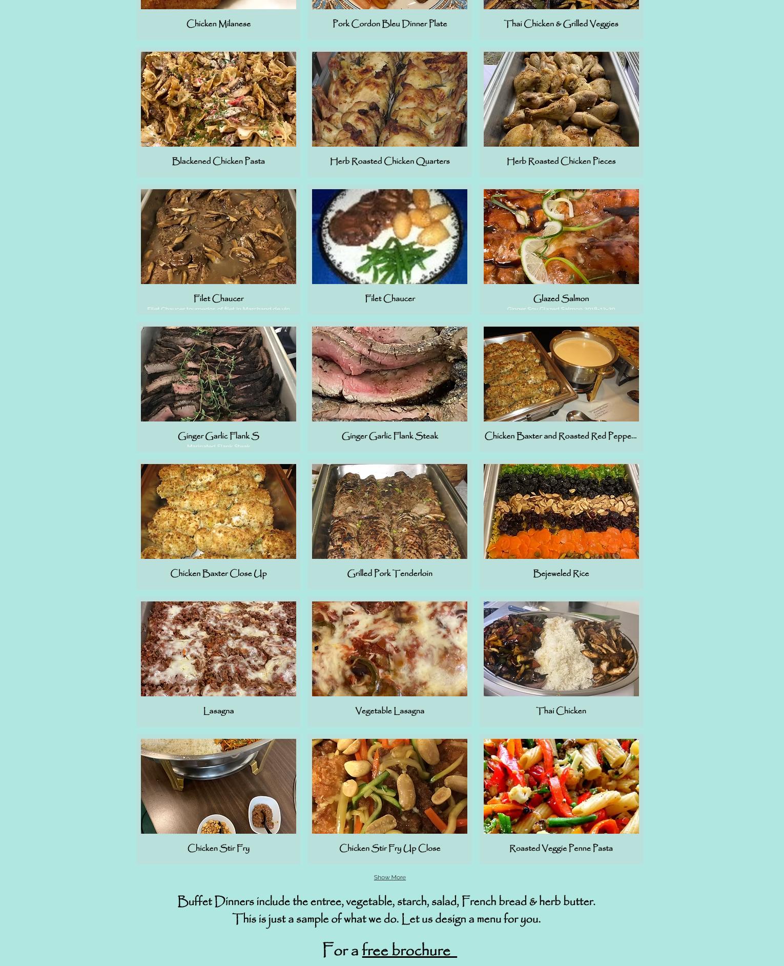 Baxter's Gourmet Catering Menu