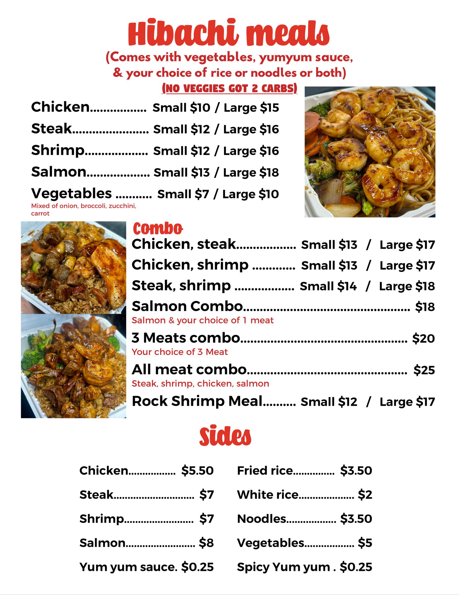 Putra's Hibachi Grill Menu