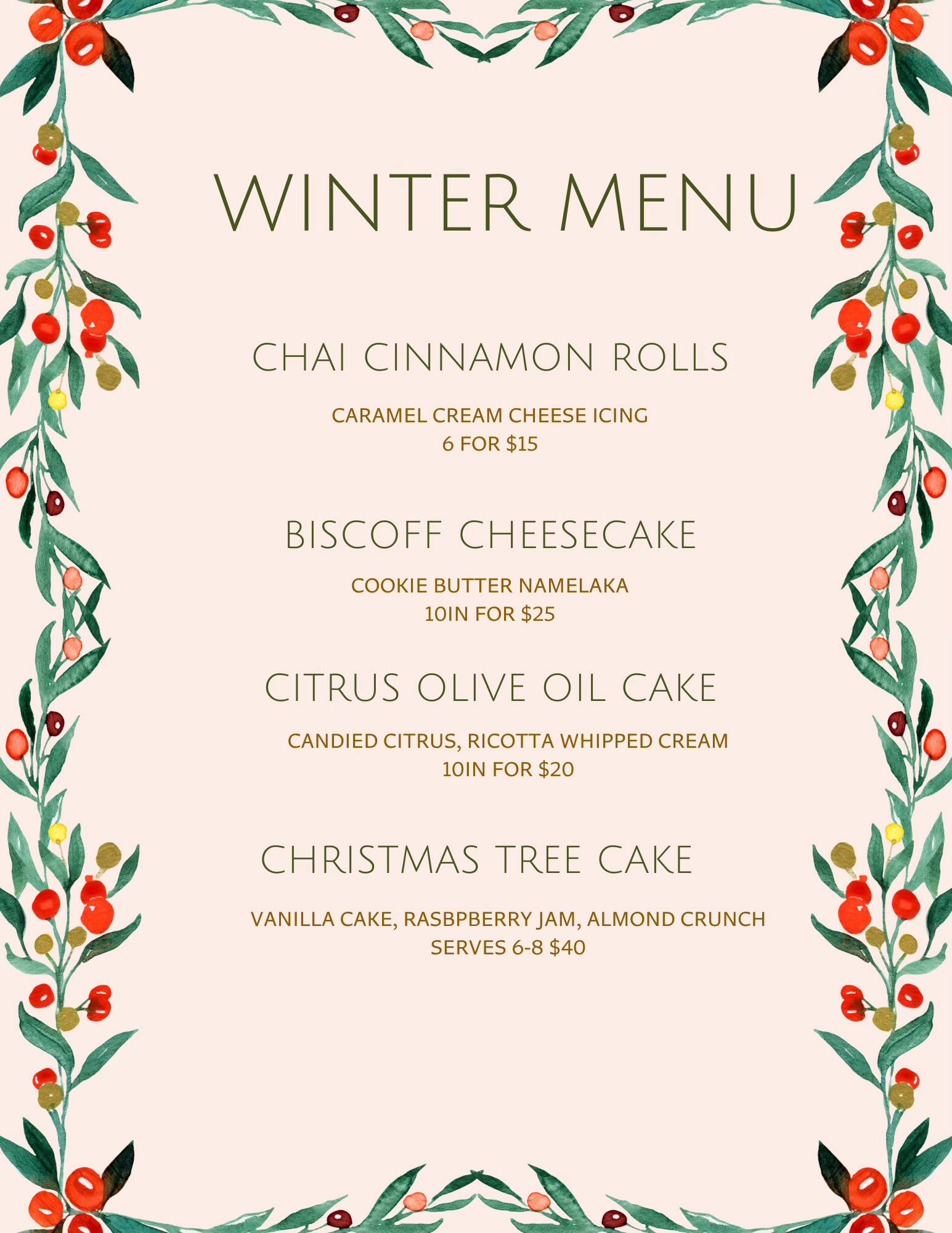 Sweet Courtney's Confections Menu