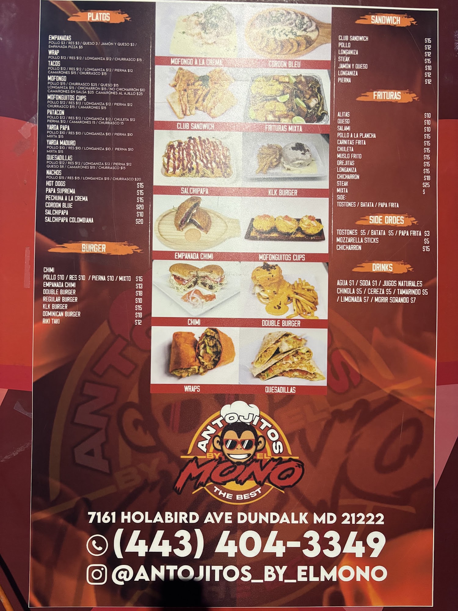 Antojitos by el mono Menu