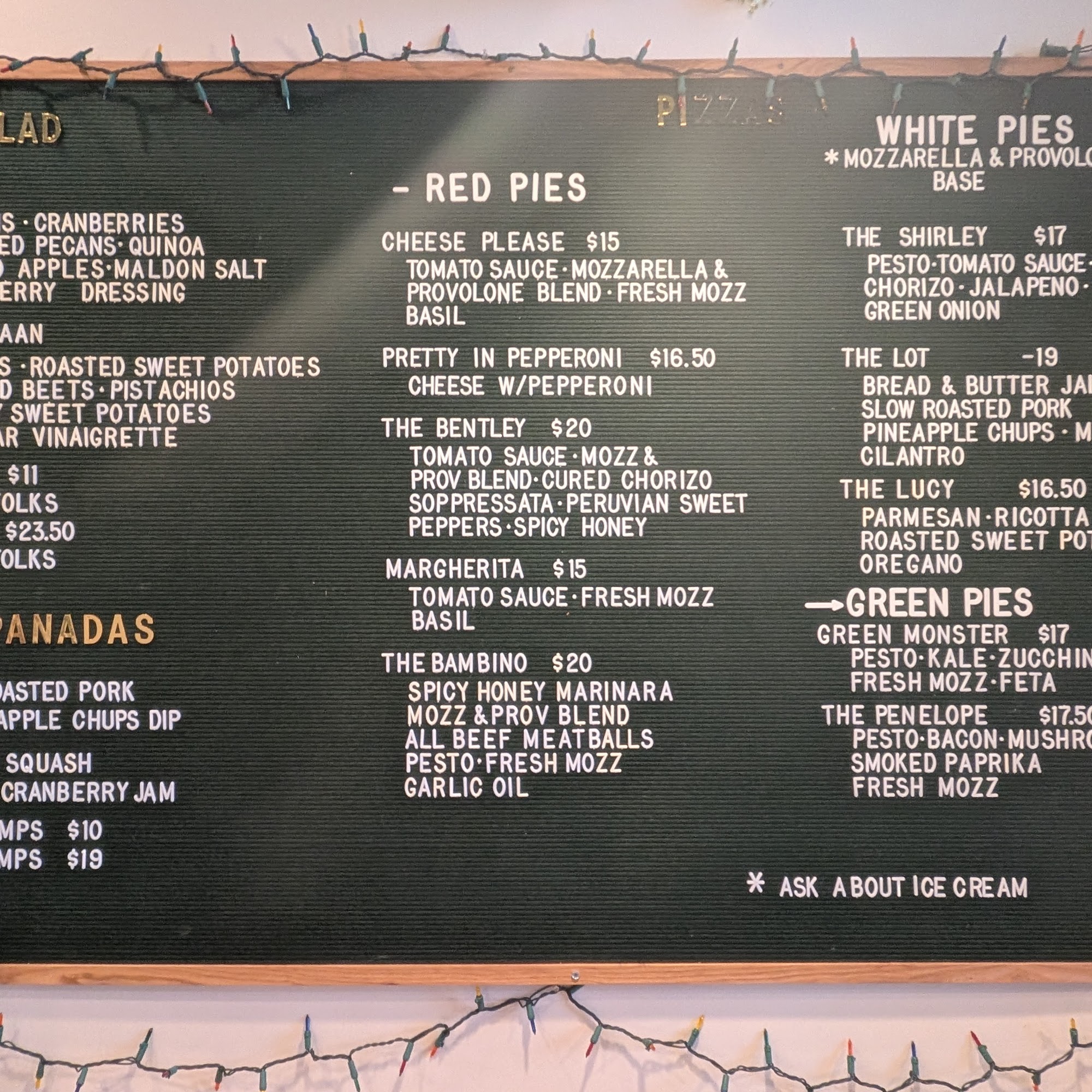 Timber Pizza Co. Edgewater Menu