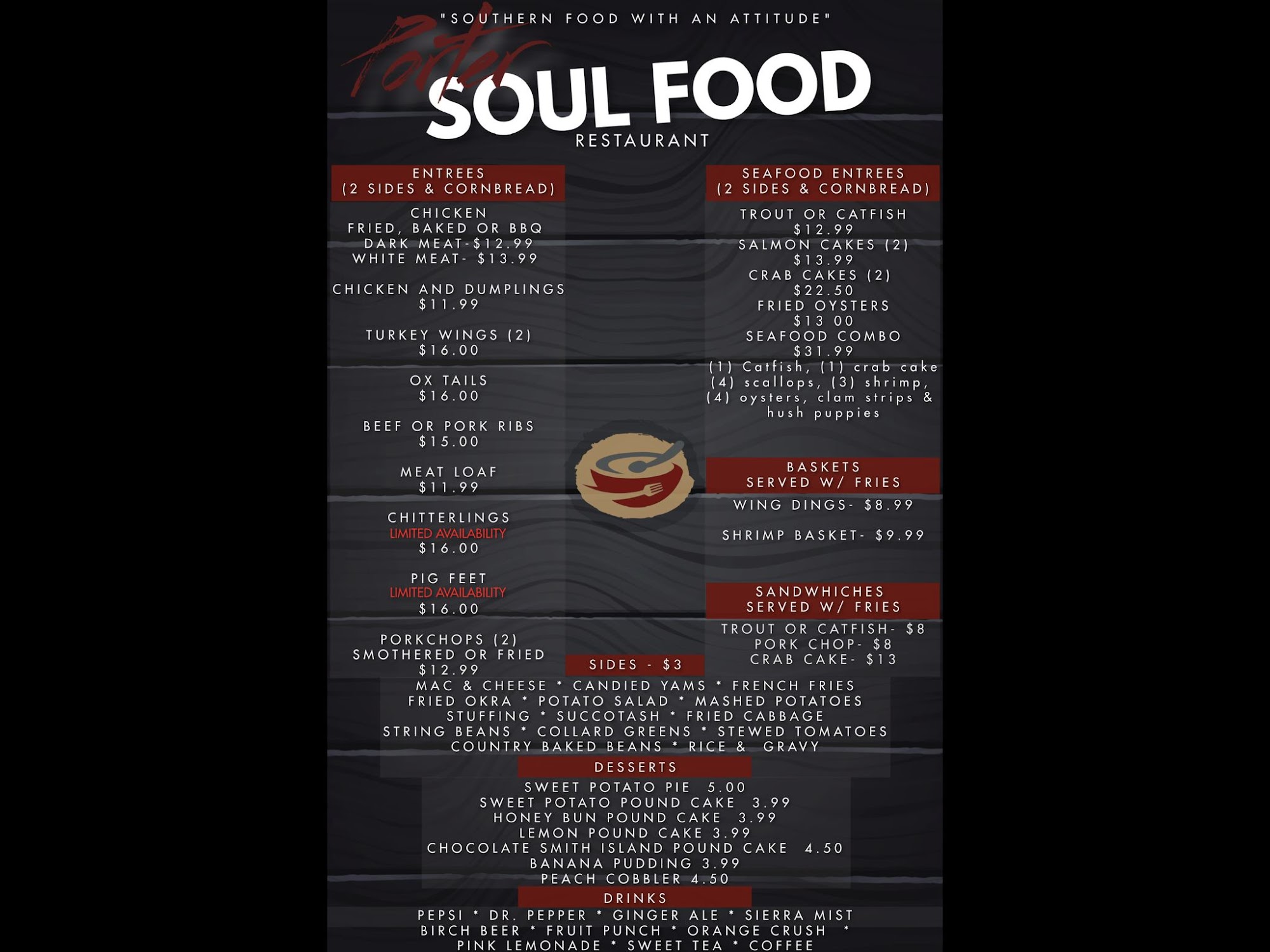 Porter Soul Food Restaurant LLC Menu