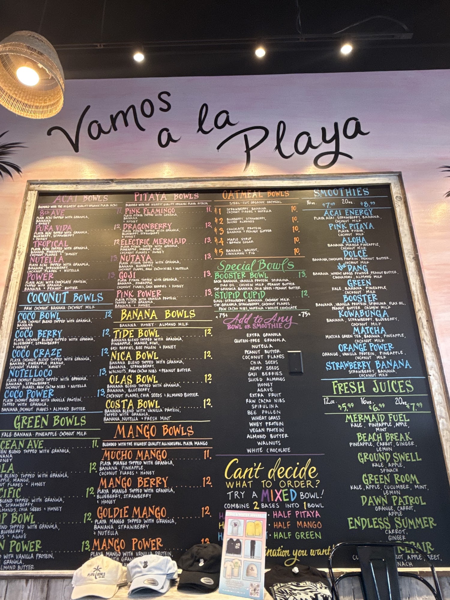 Playa Bowls Menu