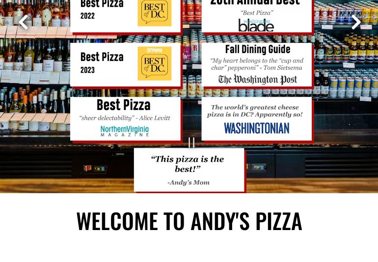 Andy's Pizza Kentlands Menu
