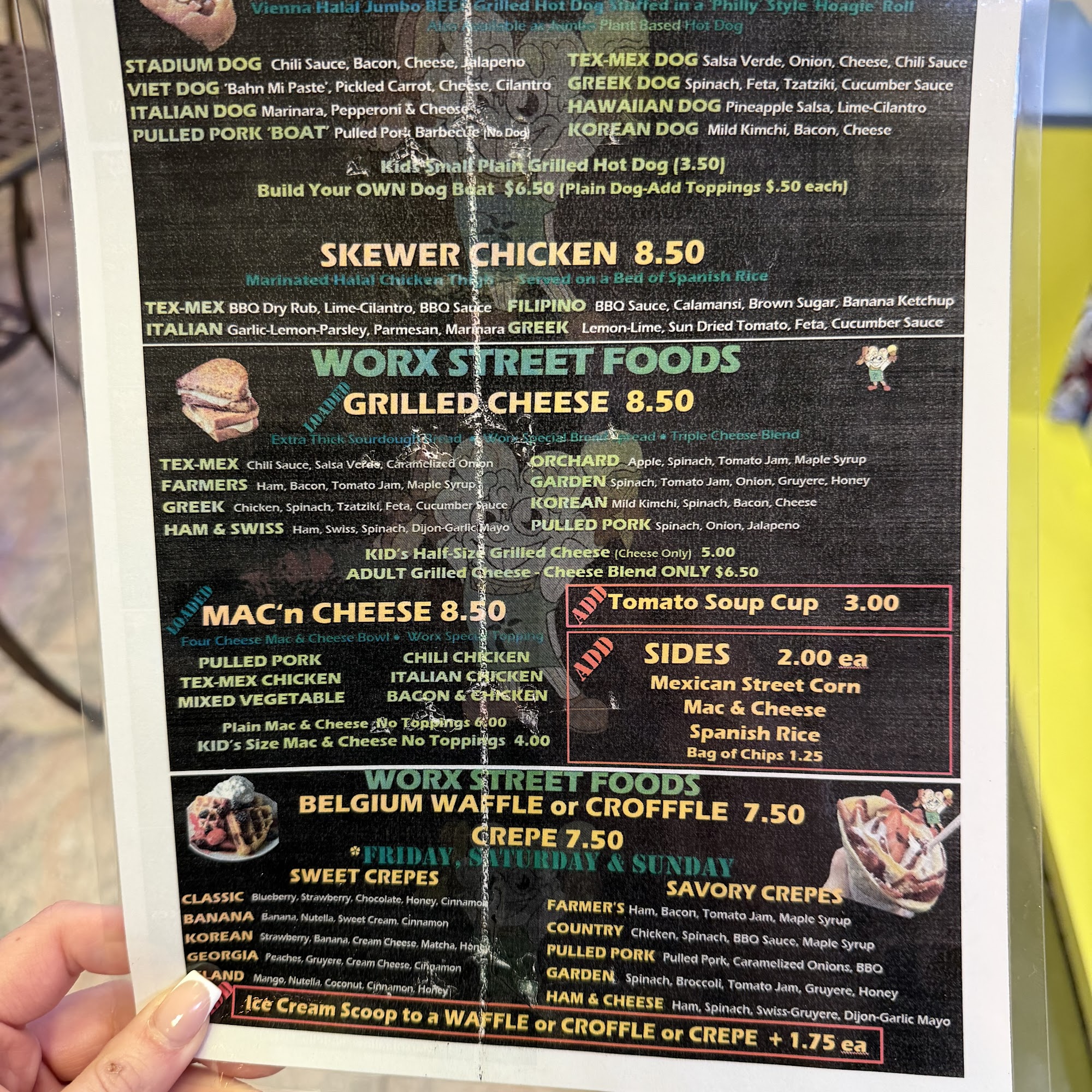 Ice Cream Worx Menu