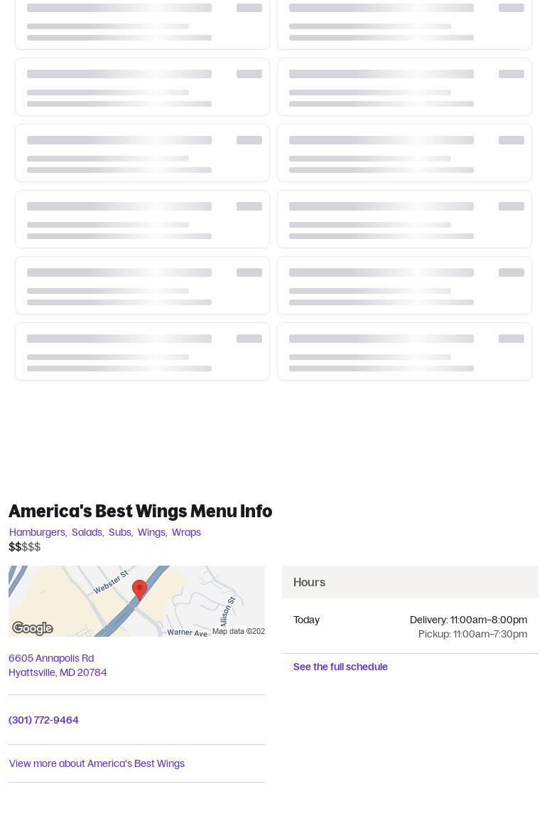 American Best Wings Menu