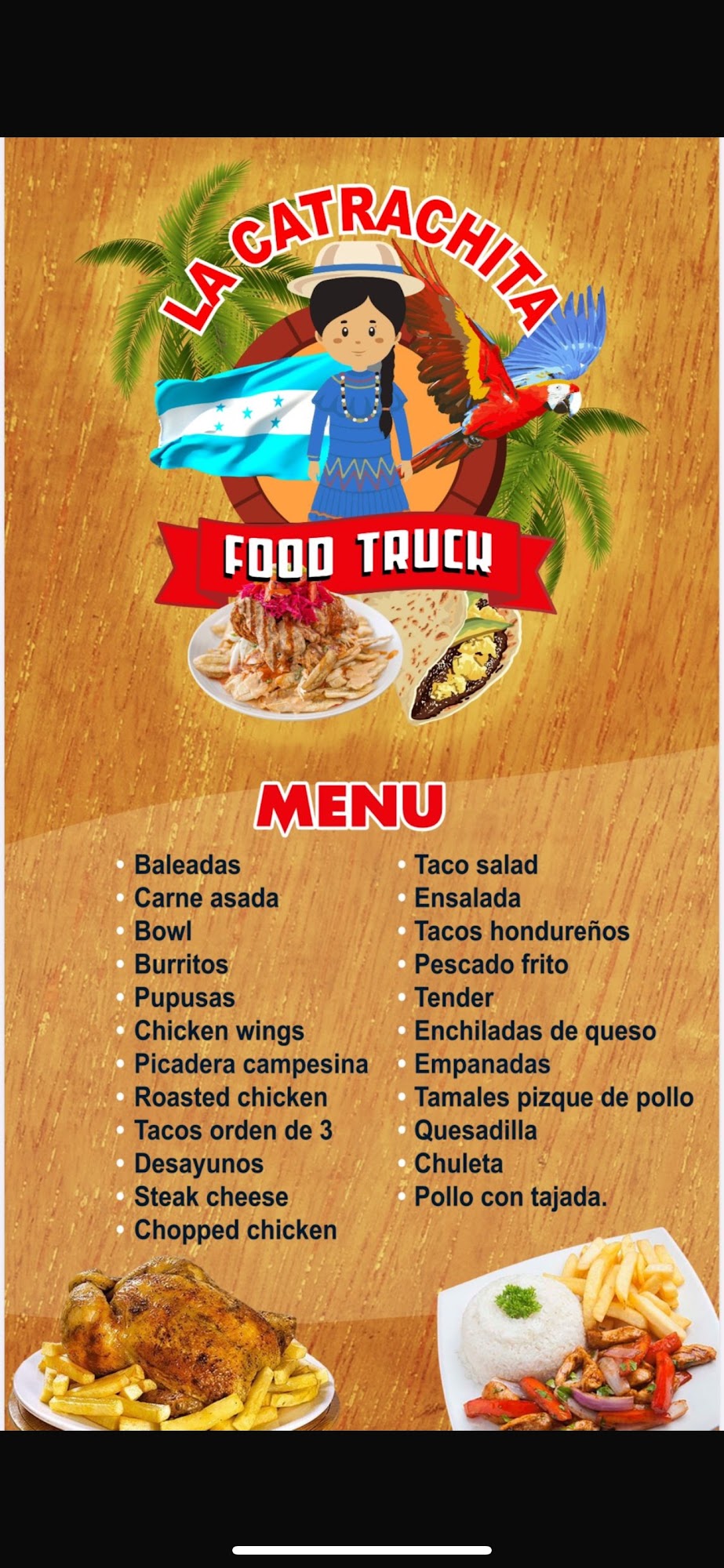 La Catrachita Food Truck Menu