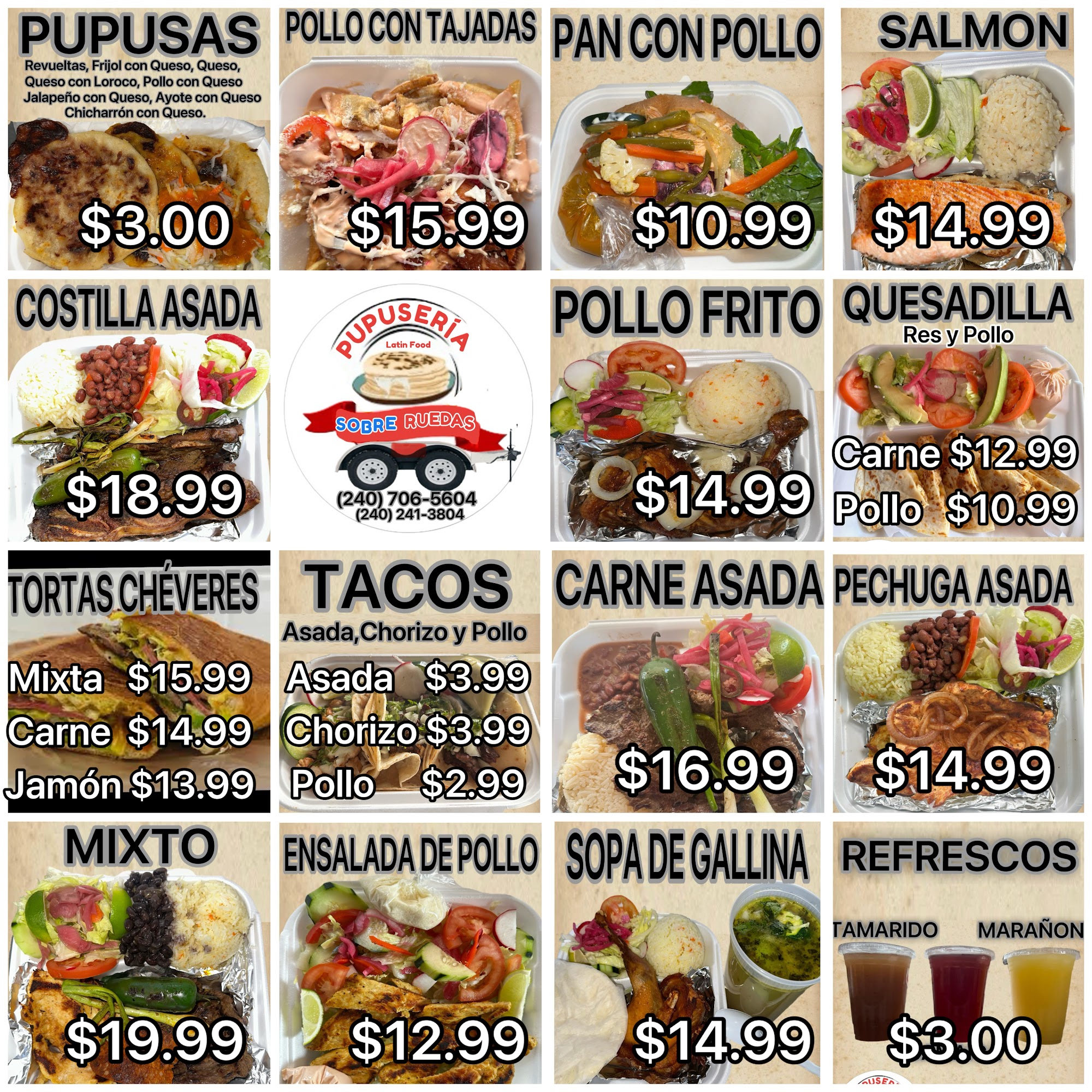 Pupusería Sobre Ruedas Menu