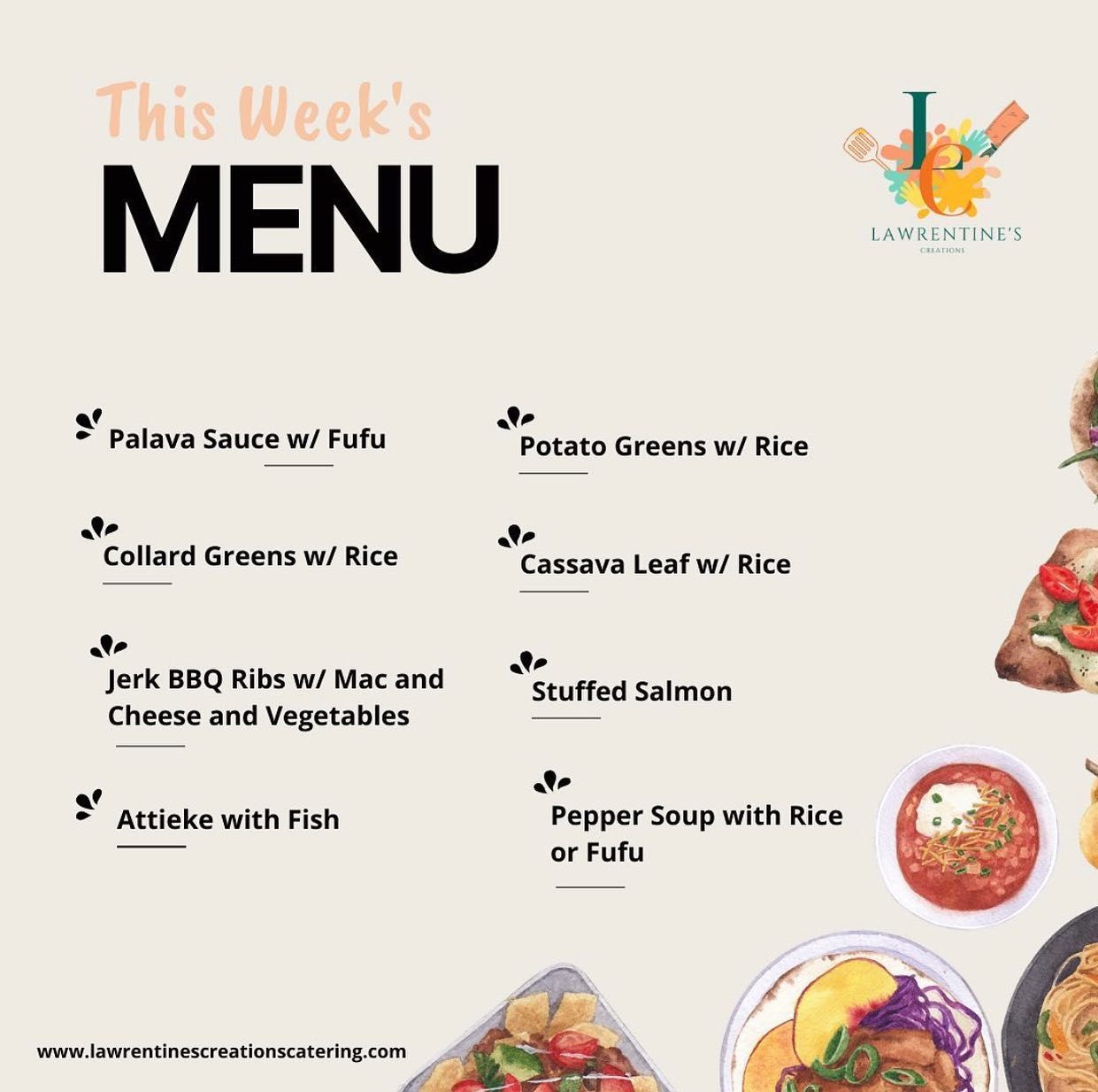 Lawrentine's Creations Menu