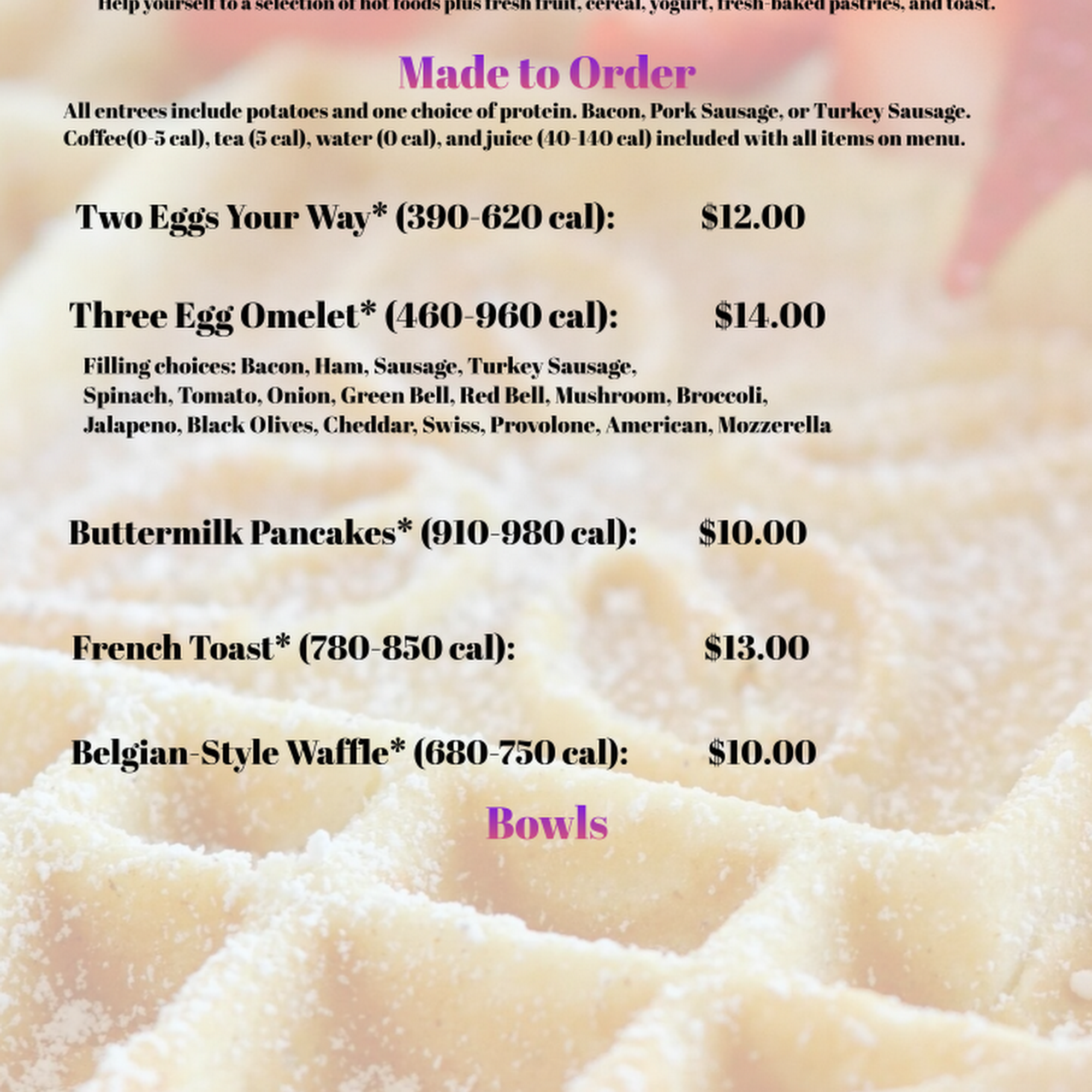 Garden Grille and Bar Menu