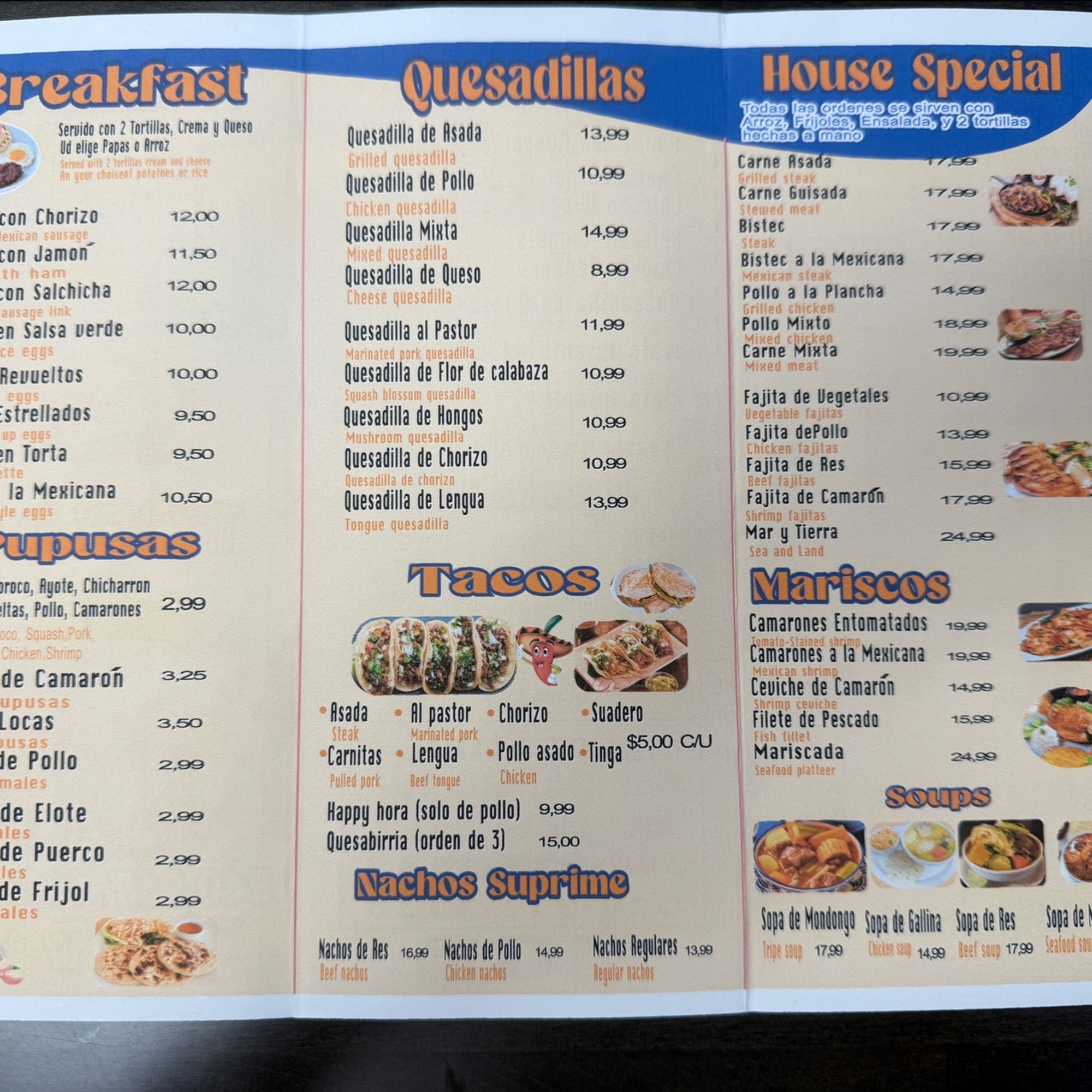 Grace’s bakery & restaurante Menu