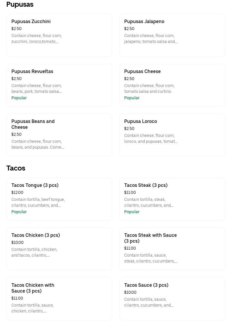 Vilma taco time Menu