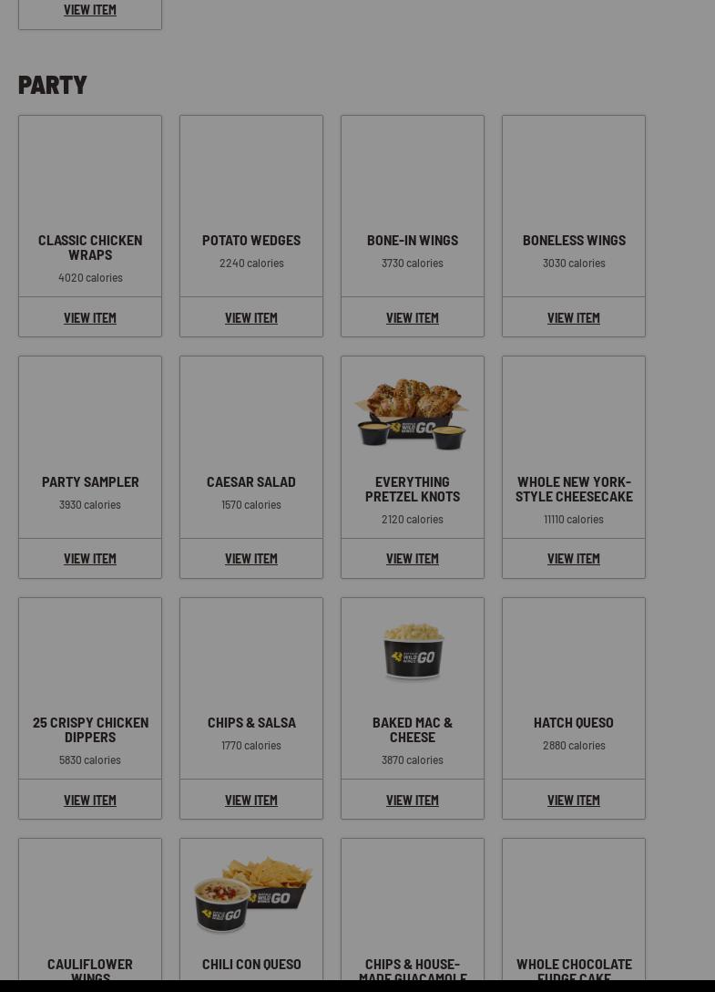 Buffalo Wild Wings 'GO' Menu