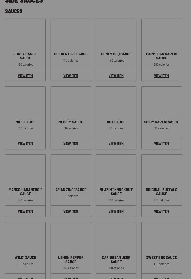 Buffalo Wild Wings 'GO' Menu