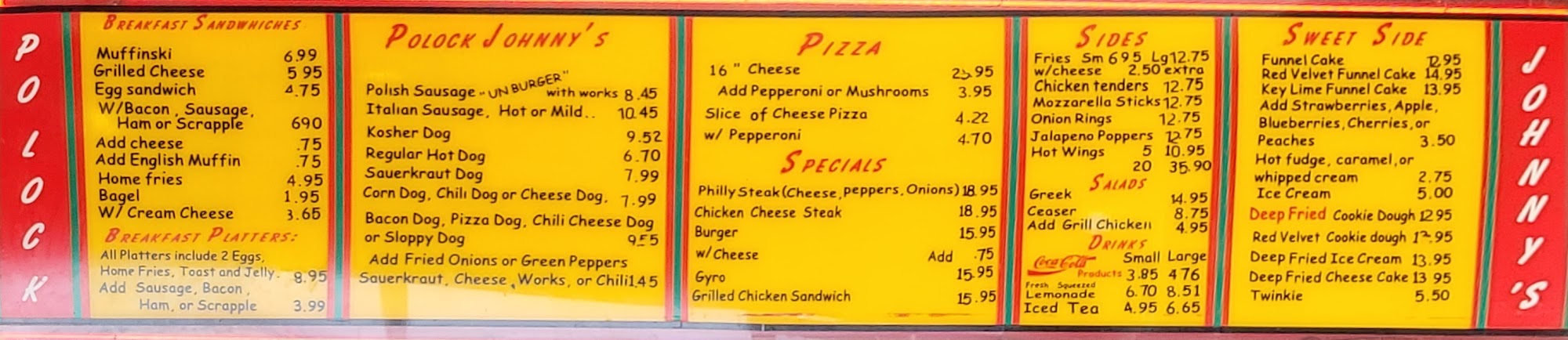 Polock Johnny's Menu