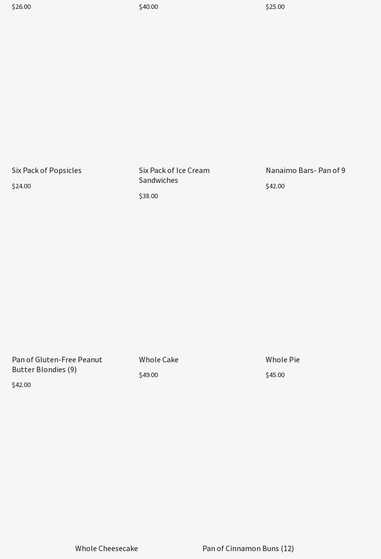 All Earth Desserts Menu