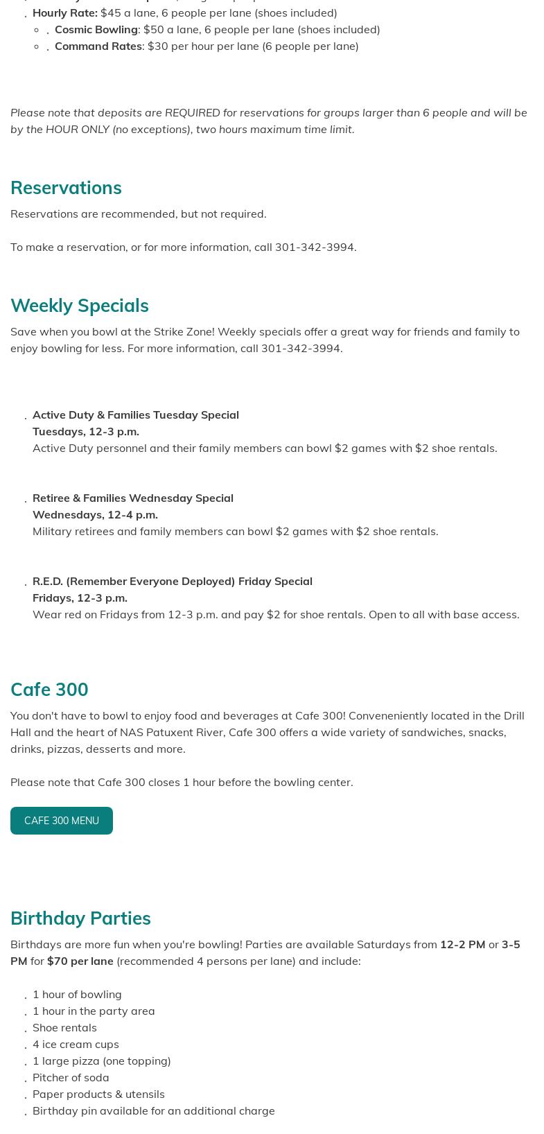 Flight Deck Lounge Menu