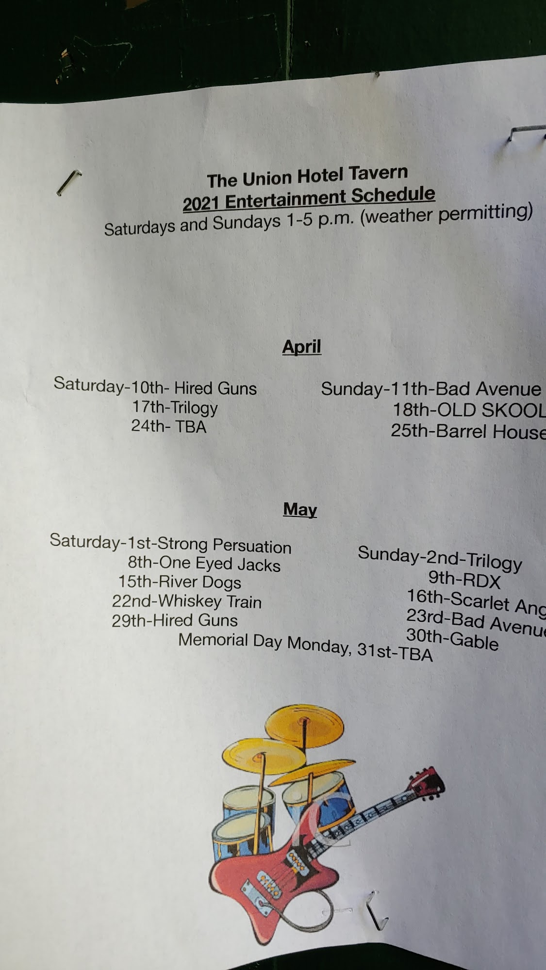 Union Hotel Restaurant Menu