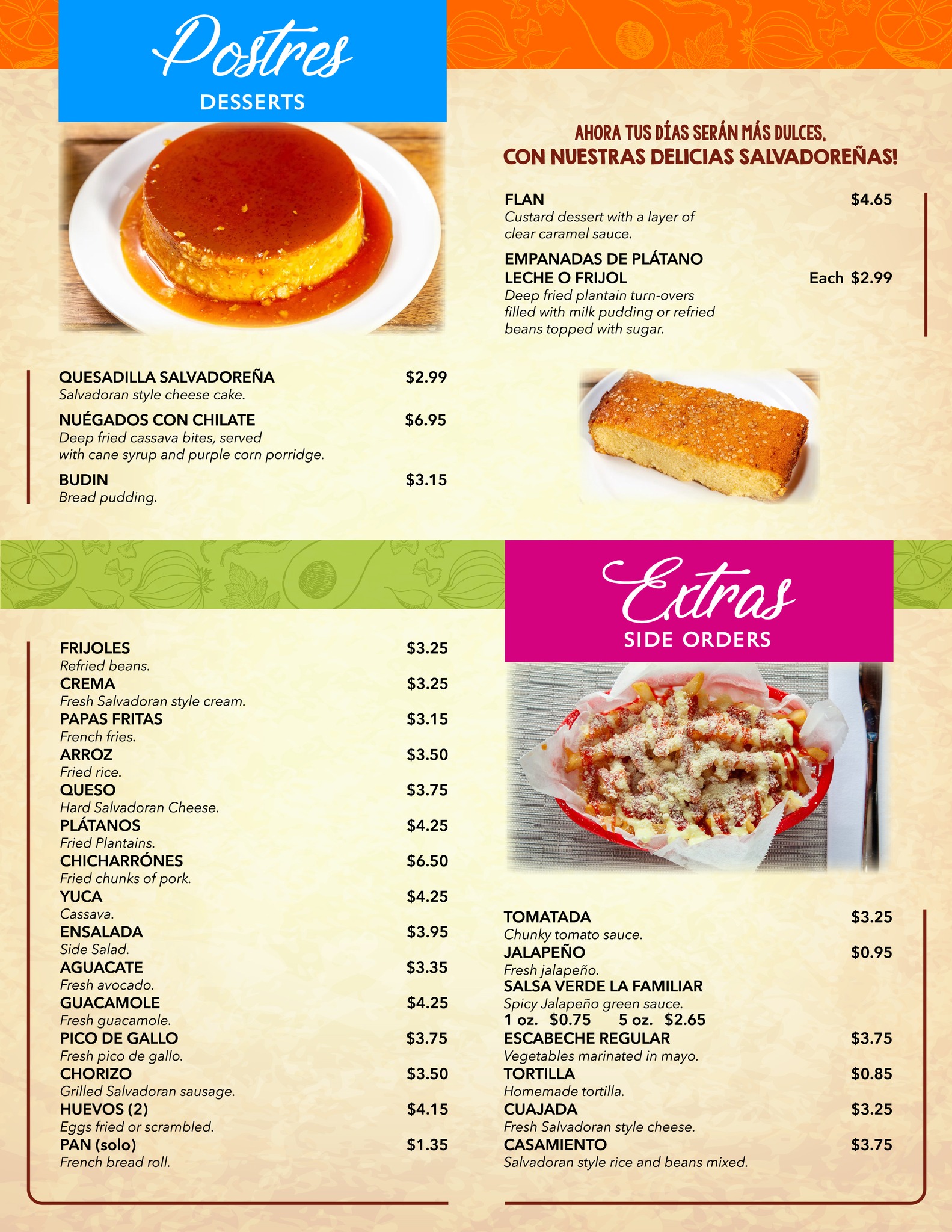 Hilda Pupuseria Menu