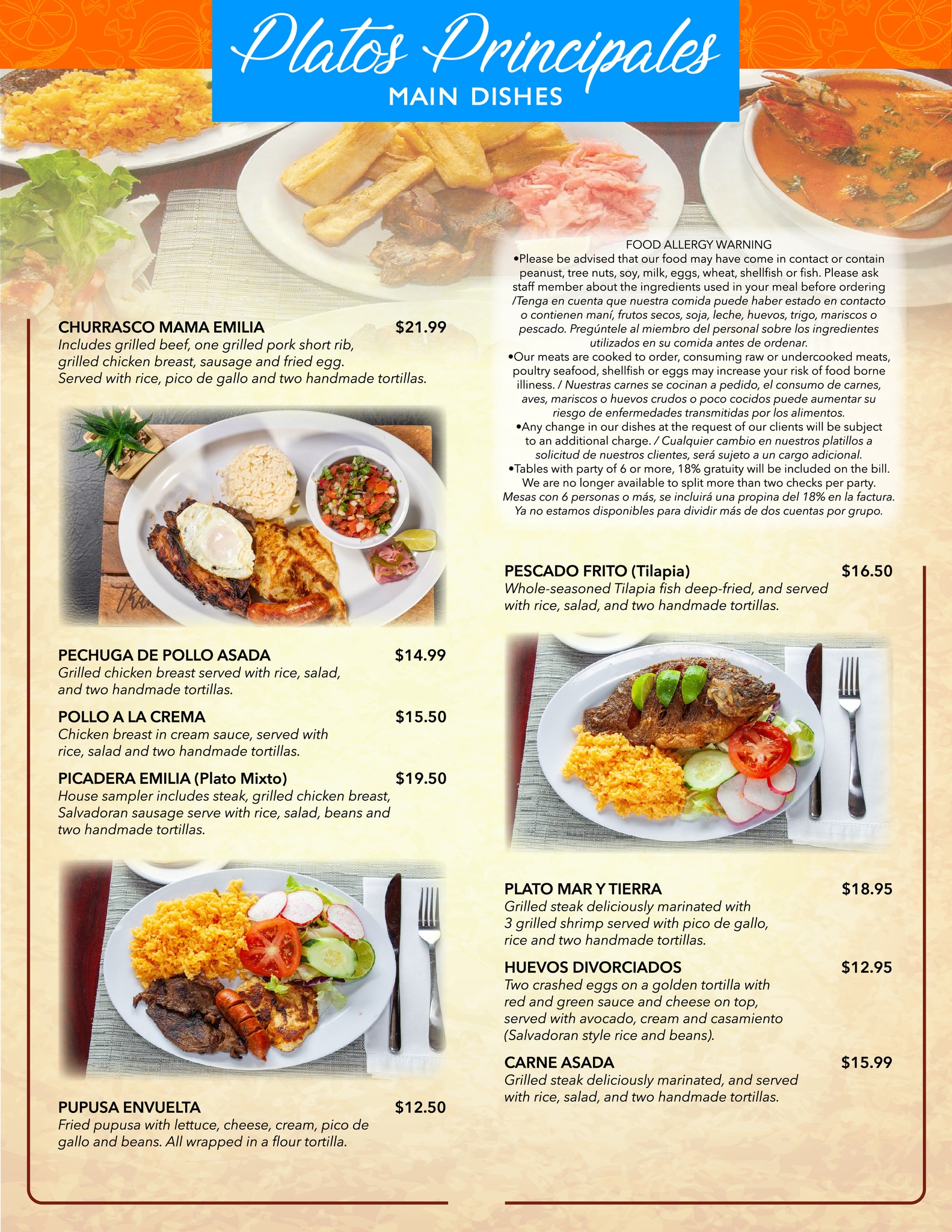 Hilda Pupuseria Menu