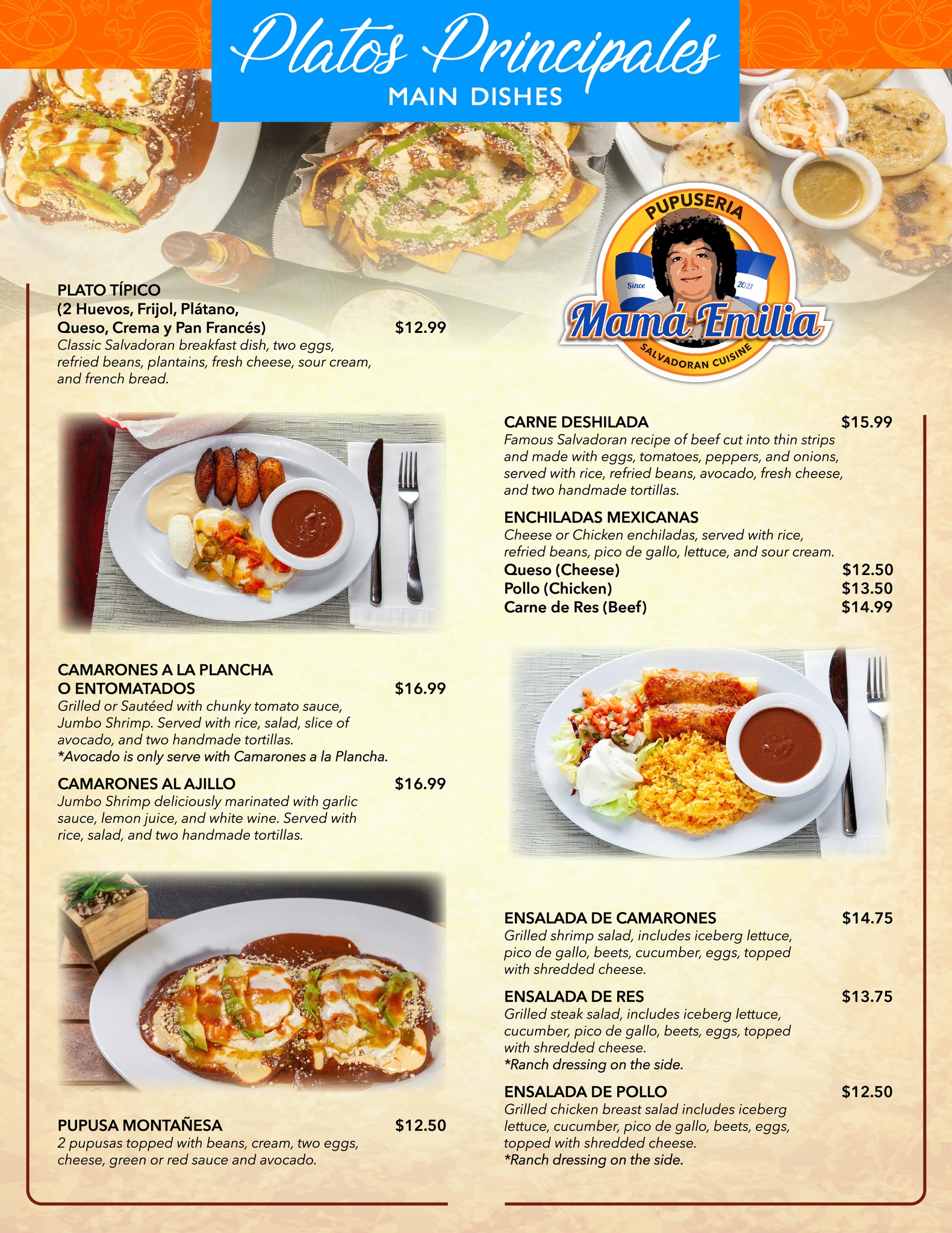 Hilda Pupuseria Menu