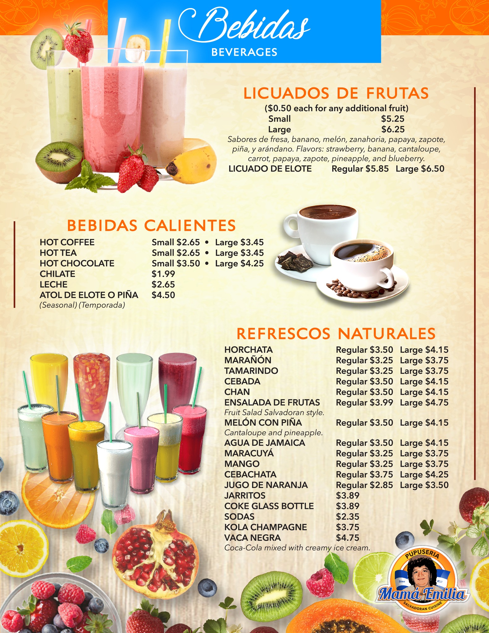 Hilda Pupuseria Menu