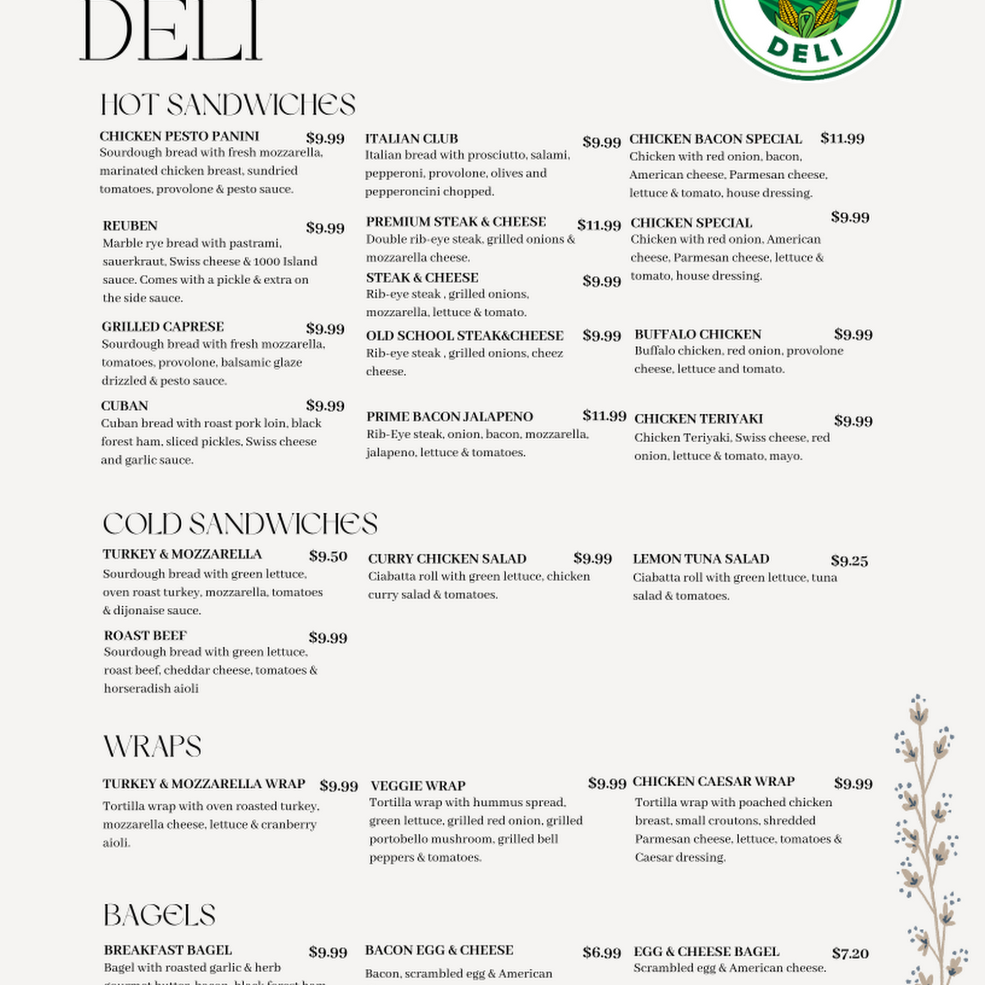 Farmland Deli Menu